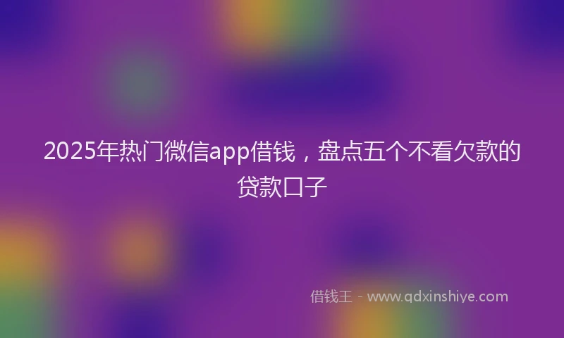 2025年热门微信app借钱，盘点五个不看欠款的贷款口子