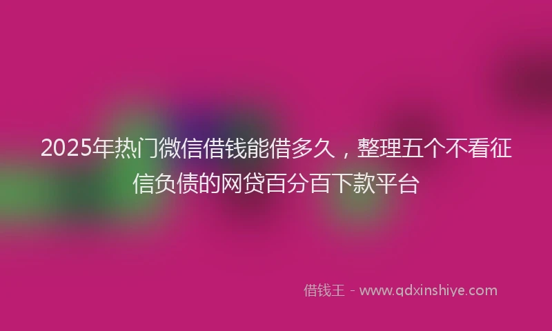 2025年热门微信借钱能借多久，整理五个不看征信负债的网贷百分百下款平台