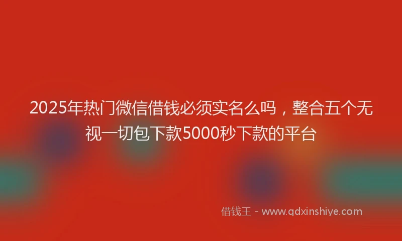 2025年热门微信借钱必须实名么吗，整合五个无视一切包下款5000秒下款的平台