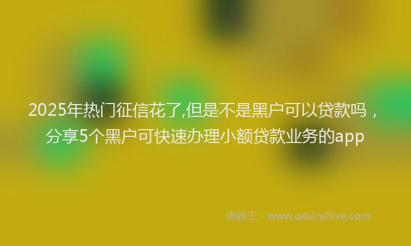 2025年热门征信花了,但是不是黑户可以贷款吗，分享5个黑户可快速办理小额贷款业务的app