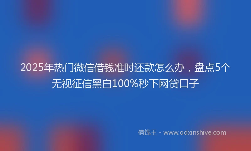 2025年热门微信借钱准时还款怎么办，盘点5个无视征信黑白100%秒下网贷口子
