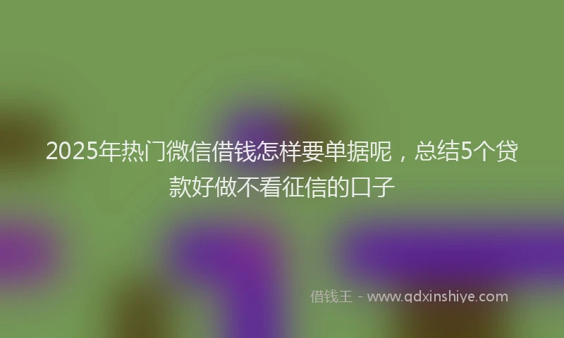 2025年热门微信借钱怎样要单据呢,总结5个贷款好做不看征信的口子