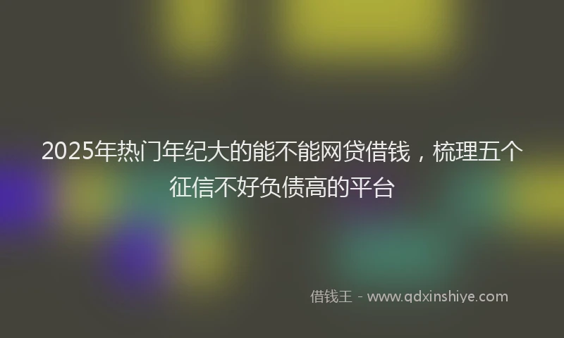 2025年热门年纪大的能不能网贷借钱，梳理五个征信不好负债高的平台