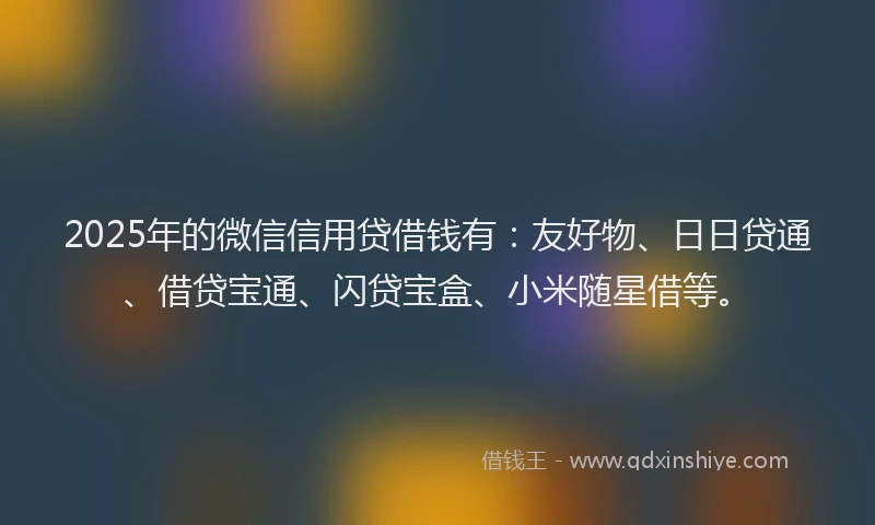 2025年的微信信用贷借钱有：友好物、日日贷通、借贷宝通、闪贷宝盒、小米随星借等。