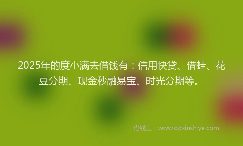 2025年的度小满去借钱有：信用快贷、借蛙、花豆分期、现金秒融易宝、时光分期等。