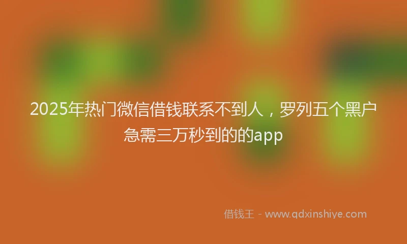2025年热门微信借钱联系不到人，罗列五个黑户急需三万秒到的的app