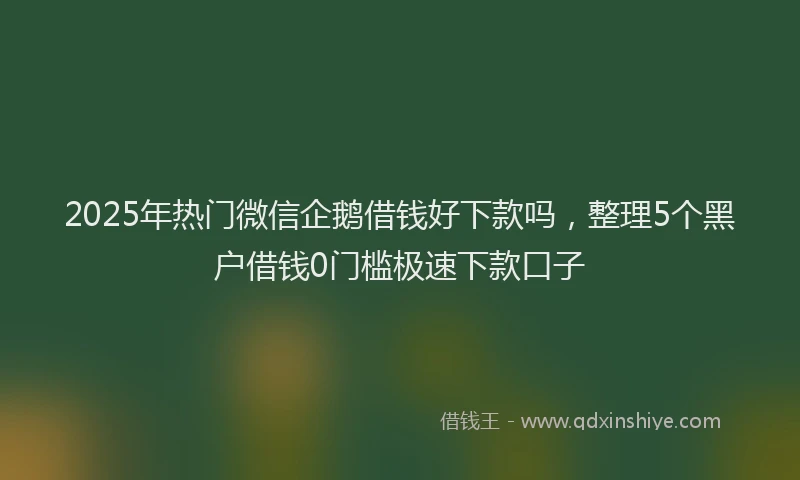 2025年热门微信企鹅借钱好下款吗，整理5个黑户借钱0门槛极速下款口子