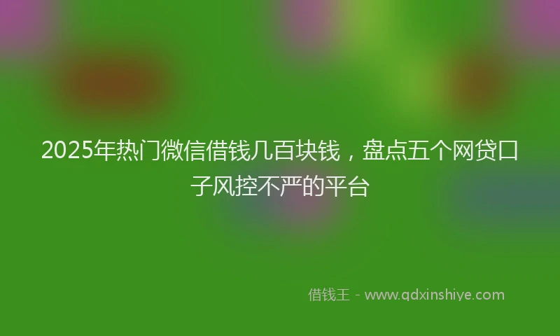 2025年热门微信借钱几百块钱，盘点五个网贷口子风控不严的平台