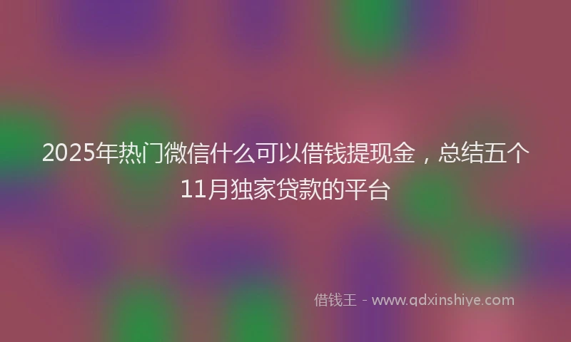 2025年热门微信什么可以借钱提现金，总结五个11月独家贷款的平台
