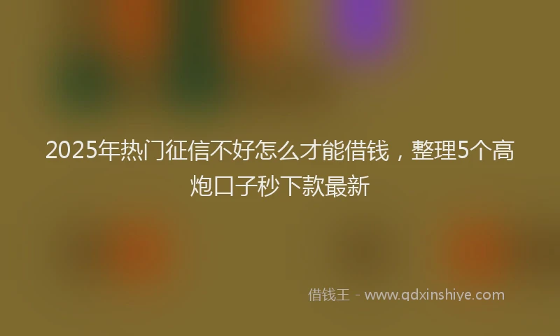 2025年热门征信不好怎么才能借钱，整理5个高炮口子秒下款最新