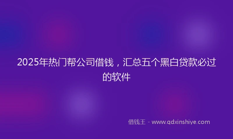 2025年热门帮公司借钱，汇总五个黑白贷款必过的软件