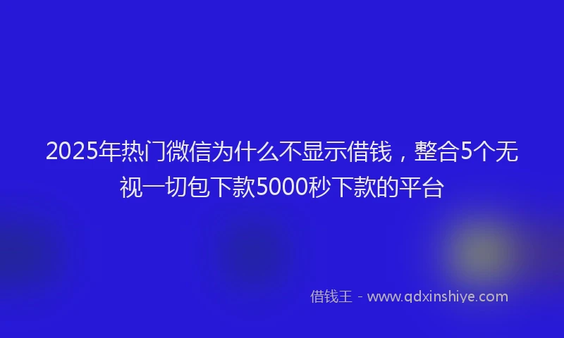 2025年热门微信为什么不显示借钱，整合5个无视一切包下款5000秒下款的平台