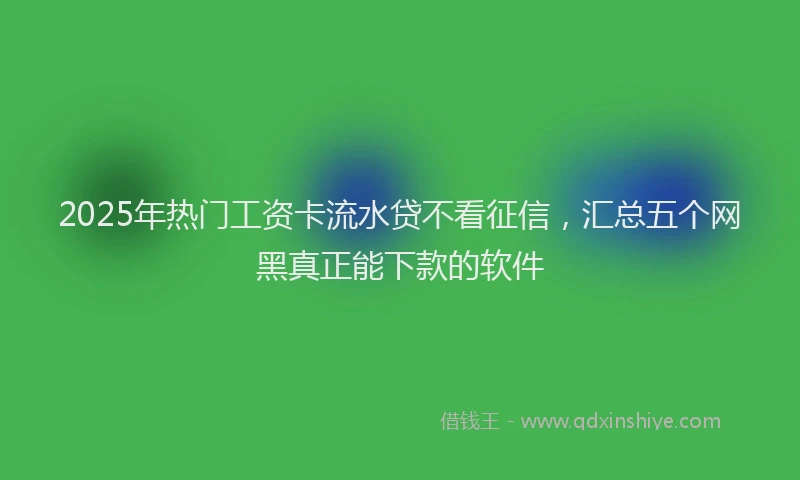 2025年热门工资卡流水贷不看征信，汇总五个网黑真正能下款的软件