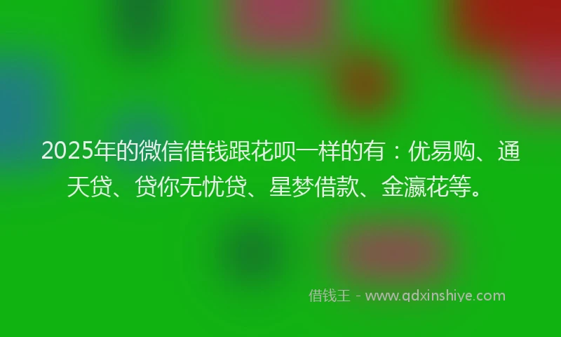 2025年的微信借钱跟花呗一样的有：优易购、通天贷、贷你无忧贷、星梦借款、金瀛花等。