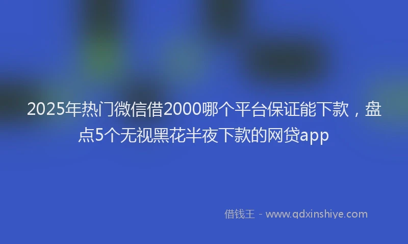 2025年热门微信借2000哪个平台保证能下款，盘点5个无视黑花半夜下款的网贷app