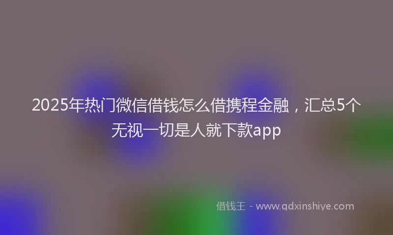 2025年热门微信借钱怎么借携程金融，汇总5个无视一切是人就下款app