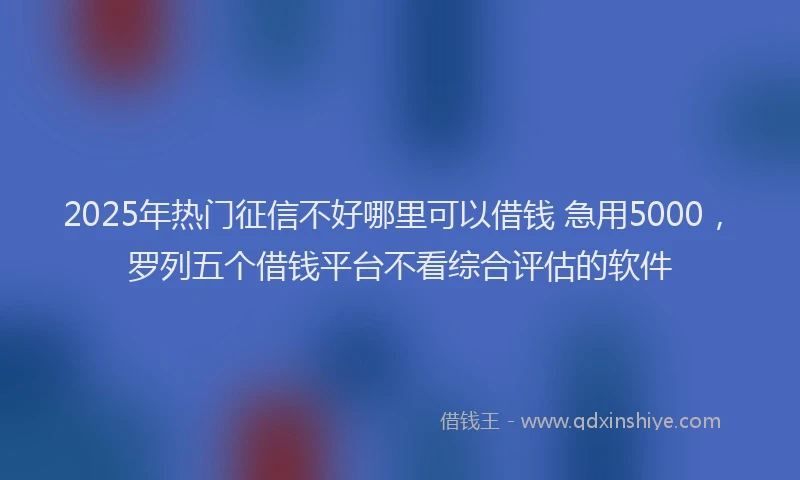 2025年热门征信不好哪里可以借钱 急用5000，罗列五个借钱平台不看综合评估的软件