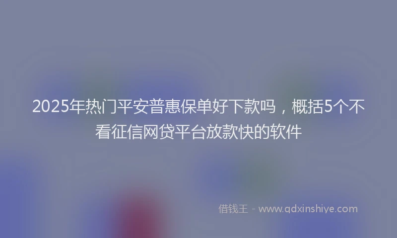 2025年热门平安普惠保单好下款吗，概括5个不看征信网贷平台放款快的软件