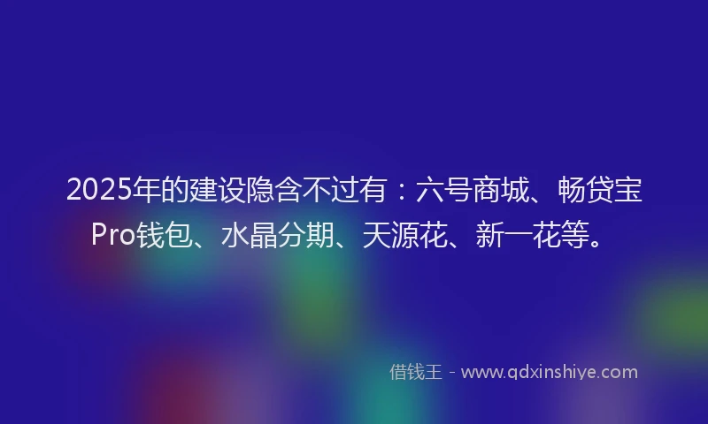 2025年的建设隐含不过有：六号商城、畅贷宝Pro钱包、水晶分期、天源花、新一花等。