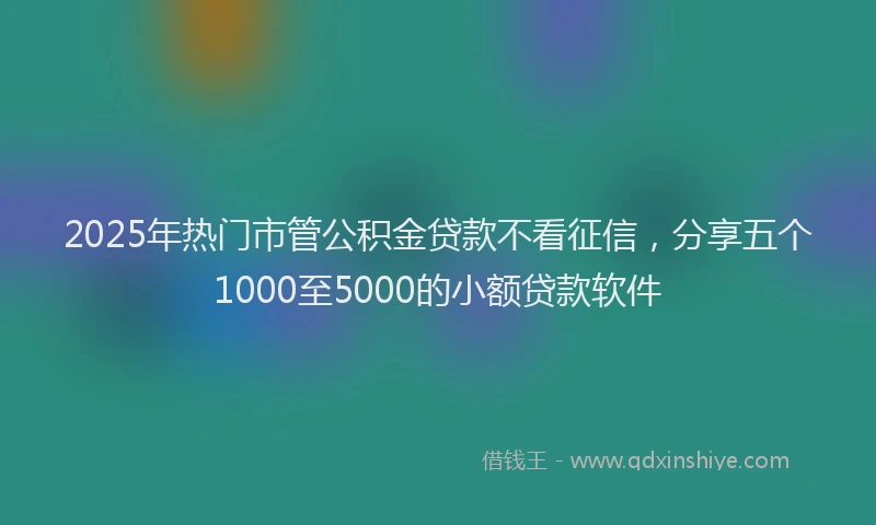 2025年热门市管公积金贷款不看征信，分享五个1000至5000的小额贷款软件