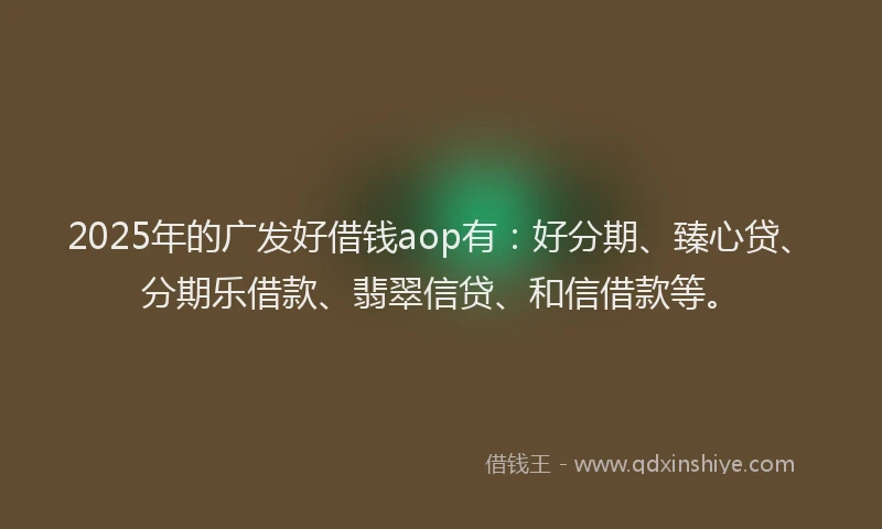 2025年的广发好借钱aop有:好分期、臻心贷、分期乐借款、翡翠信贷、和信借款等。