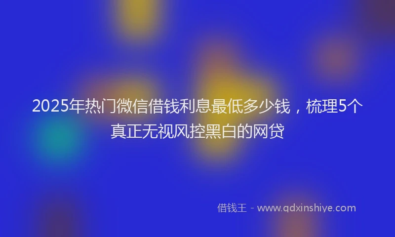 2025年热门微信借钱利息最低多少钱，梳理5个真正无视风控黑白的网贷