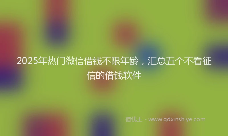 2025年热门微信借钱不限年龄，汇总五个不看征信的借钱软件