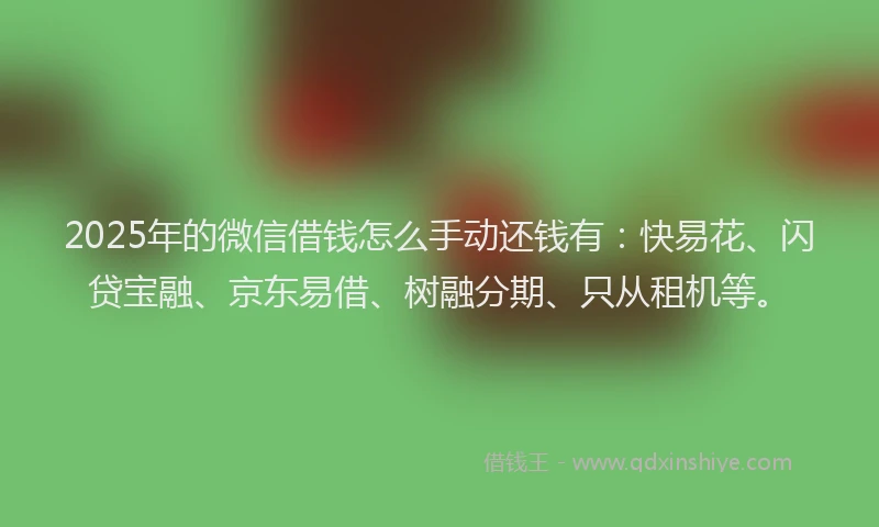 2025年的微信借钱怎么手动还钱有:快易花、闪贷宝融、京东易借、树融分期、只从租机等。