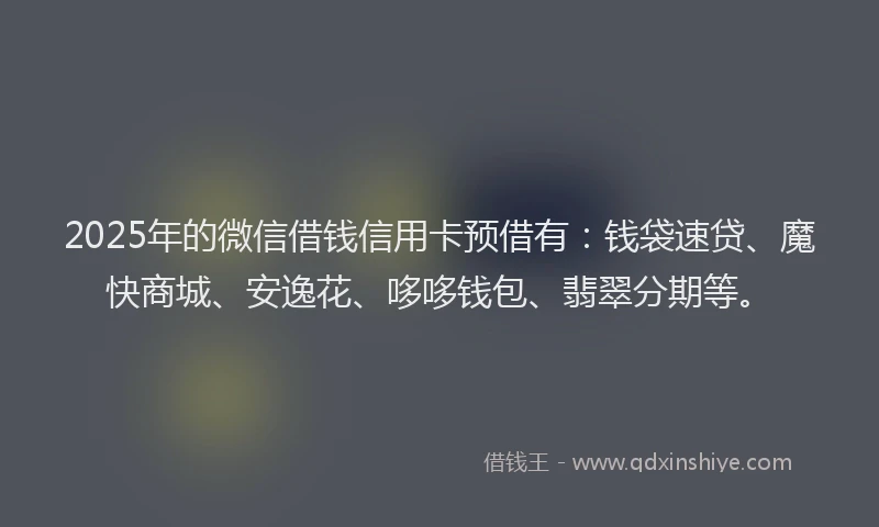 2025年的微信借钱信用卡预借有：钱袋速贷、魔快商城、安逸花、哆哆钱包、翡翠分期等。