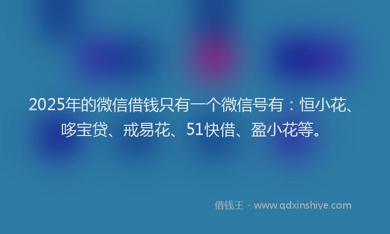 2025年的微信借钱只有一个微信号有：恒小花、哆宝贷、戒易花、51快借、盈小花等。