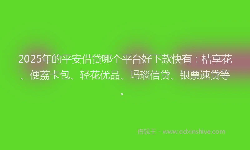 2025年的平安借贷哪个平台好下款快有：桔享花、便荔卡包、轻花优品、玛瑙信贷、银票速贷等。