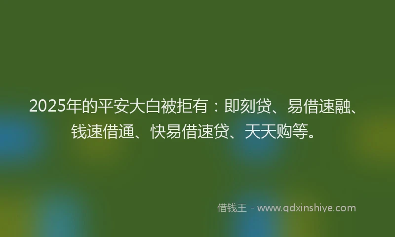2025年的平安大白被拒有：即刻贷、易借速融、钱速借通、快易借速贷、天天购等。