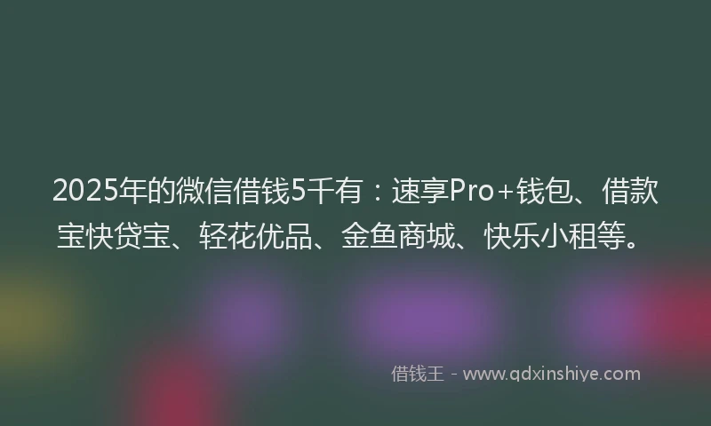 2025年的微信借钱5千有：速享Pro+钱包、借款宝快贷宝、轻花优品、金鱼商城、快乐小租等。