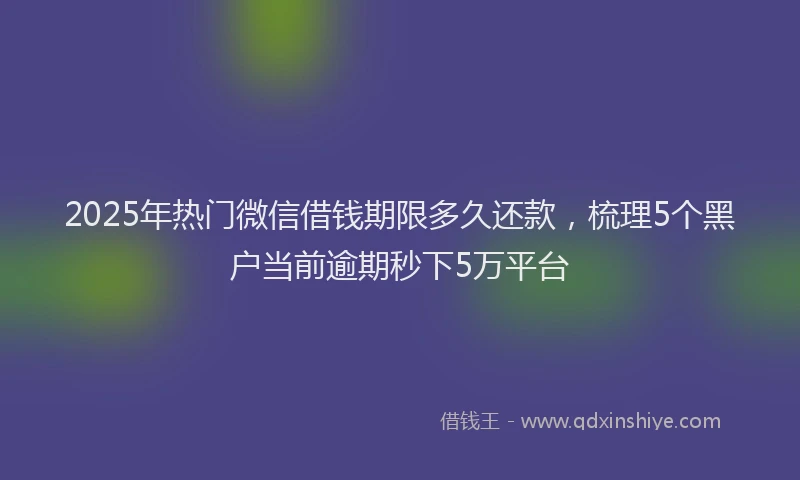2025年热门微信借钱期限多久还款，梳理5个黑户当前逾期秒下5万平台