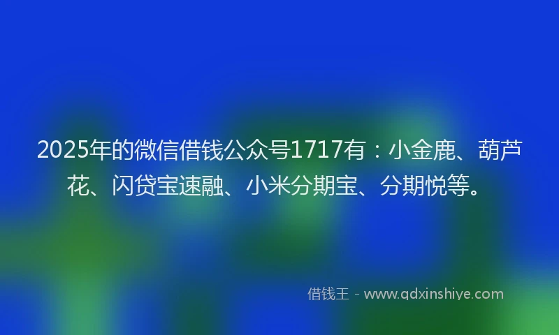 2025年的微信借钱公众号1717有：小金鹿、葫芦花、闪贷宝速融、小米分期宝、分期悦等。