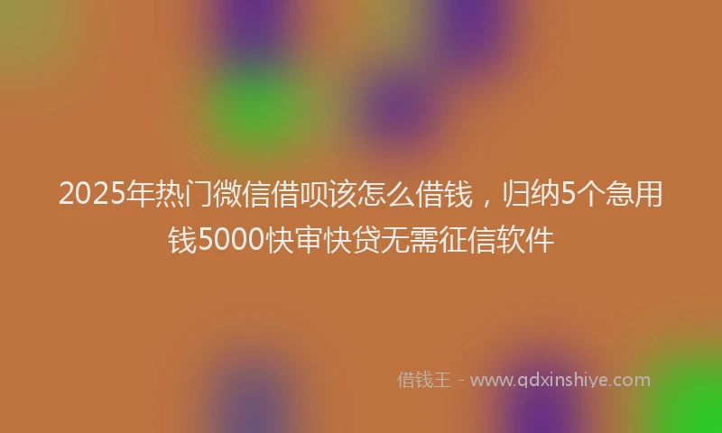 2025年热门微信借呗该怎么借钱,归纳5个急用钱5000快审快贷无需征信软件