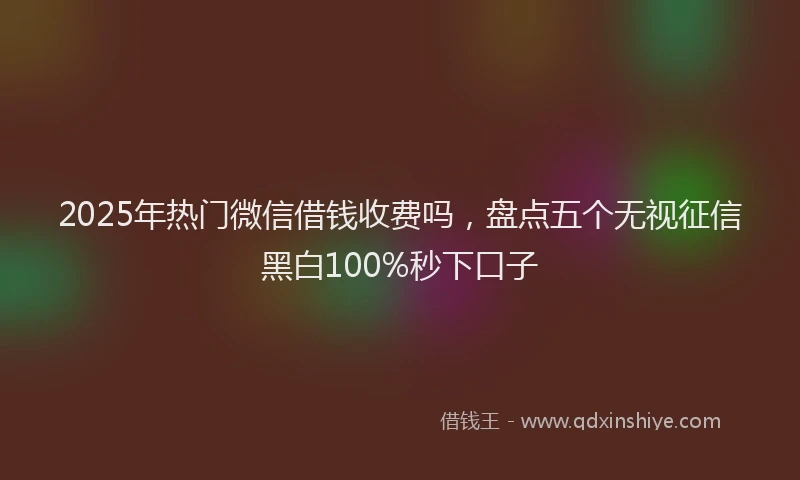 2025年热门微信借钱收费吗，盘点五个无视征信黑白100%秒下口子