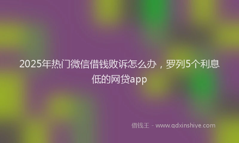 2025年热门微信借钱败诉怎么办，罗列5个利息低的网贷app