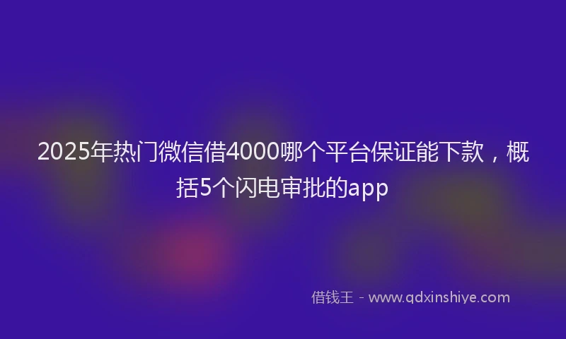 2025年热门微信借4000哪个平台保证能下款，概括5个闪电审批的app