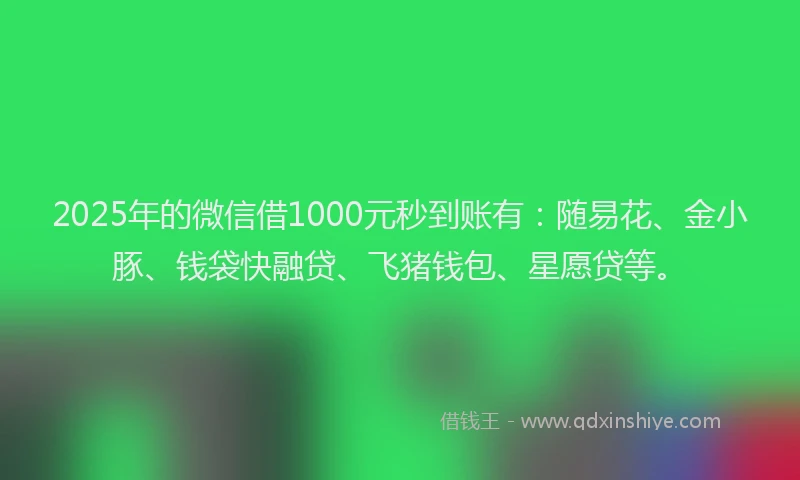 2025年的微信借1000元秒到账有：随易花、金小豚、钱袋快融贷、飞猪钱包、星愿贷等。