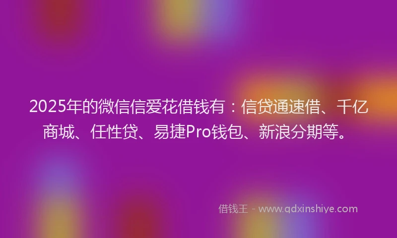 2025年的微信信爱花借钱有：信贷通速借、千亿商城、任性贷、易捷Pro钱包、新浪分期等。
