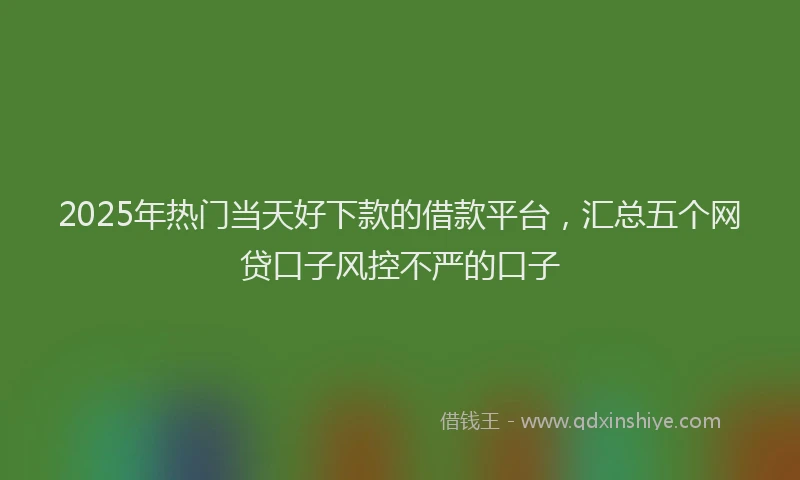 2025年热门当天好下款的借款平台，汇总五个网贷口子风控不严的口子