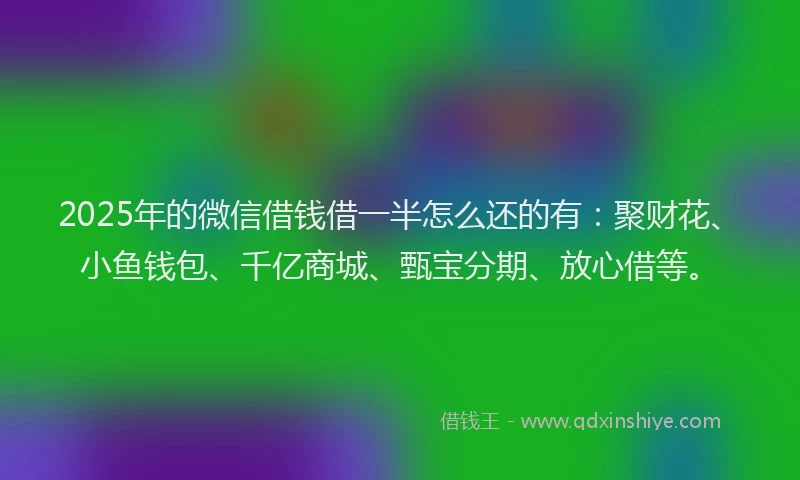 2025年的微信借钱借一半怎么还的有：聚财花、小鱼钱包、千亿商城、甄宝分期、放心借等。