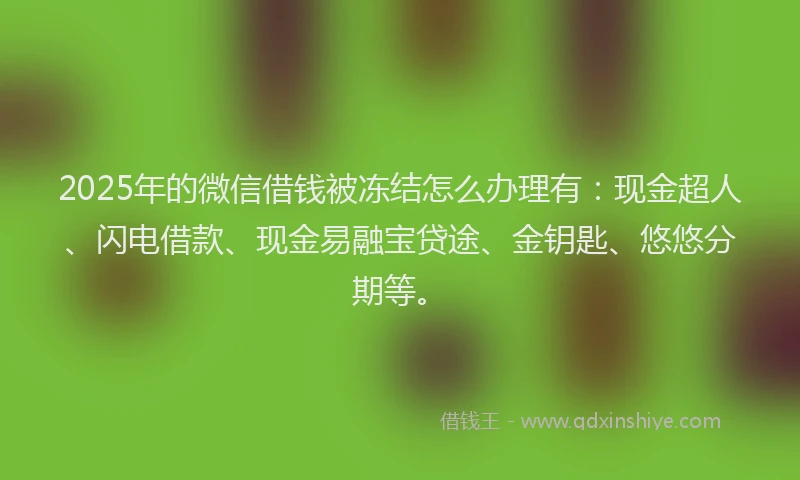 2025年的微信借钱被冻结怎么办理有：现金超人、闪电借款、现金易融宝贷途、金钥匙、悠悠分期等。