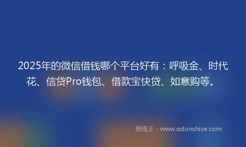 2025年的微信借钱哪个平台好有：呼吸金、时代花、信贷Pro钱包、借款宝快贷、如意购等。