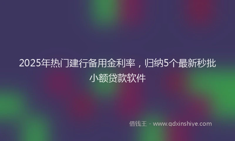 2025年热门建行备用金利率，归纳5个最新秒批小额贷款软件