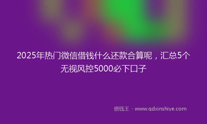2025年热门微信借钱什么还款合算呢，汇总5个无视风控5000必下口子