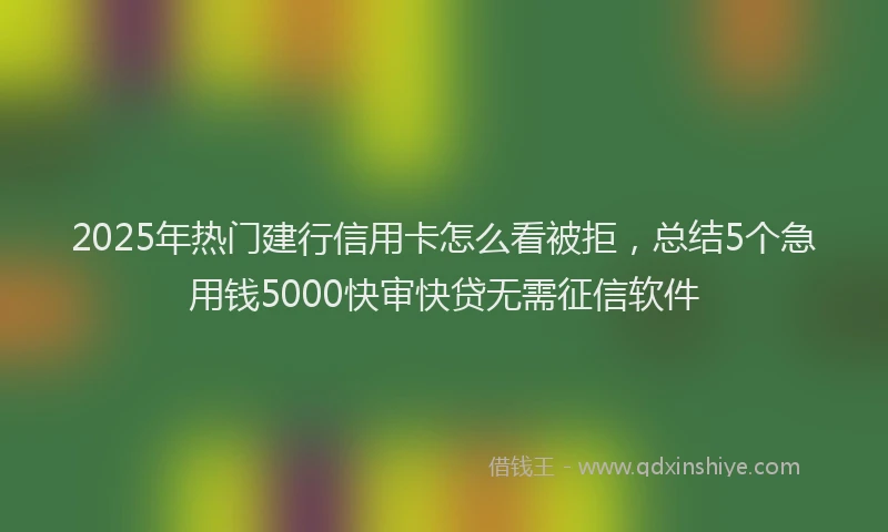 2025年热门建行信用卡怎么看被拒，总结5个急用钱5000快审快贷无需征信软件