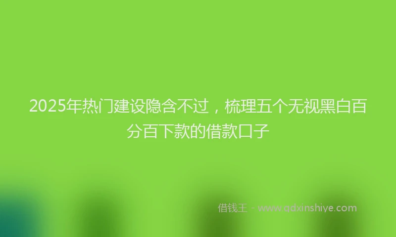 2025年热门建设隐含不过，梳理五个无视黑白百分百下款的借款口子