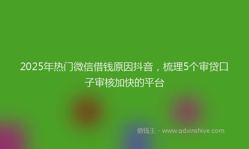 2025年热门微信借钱原因抖音，梳理5个审贷口子审核加快的平台